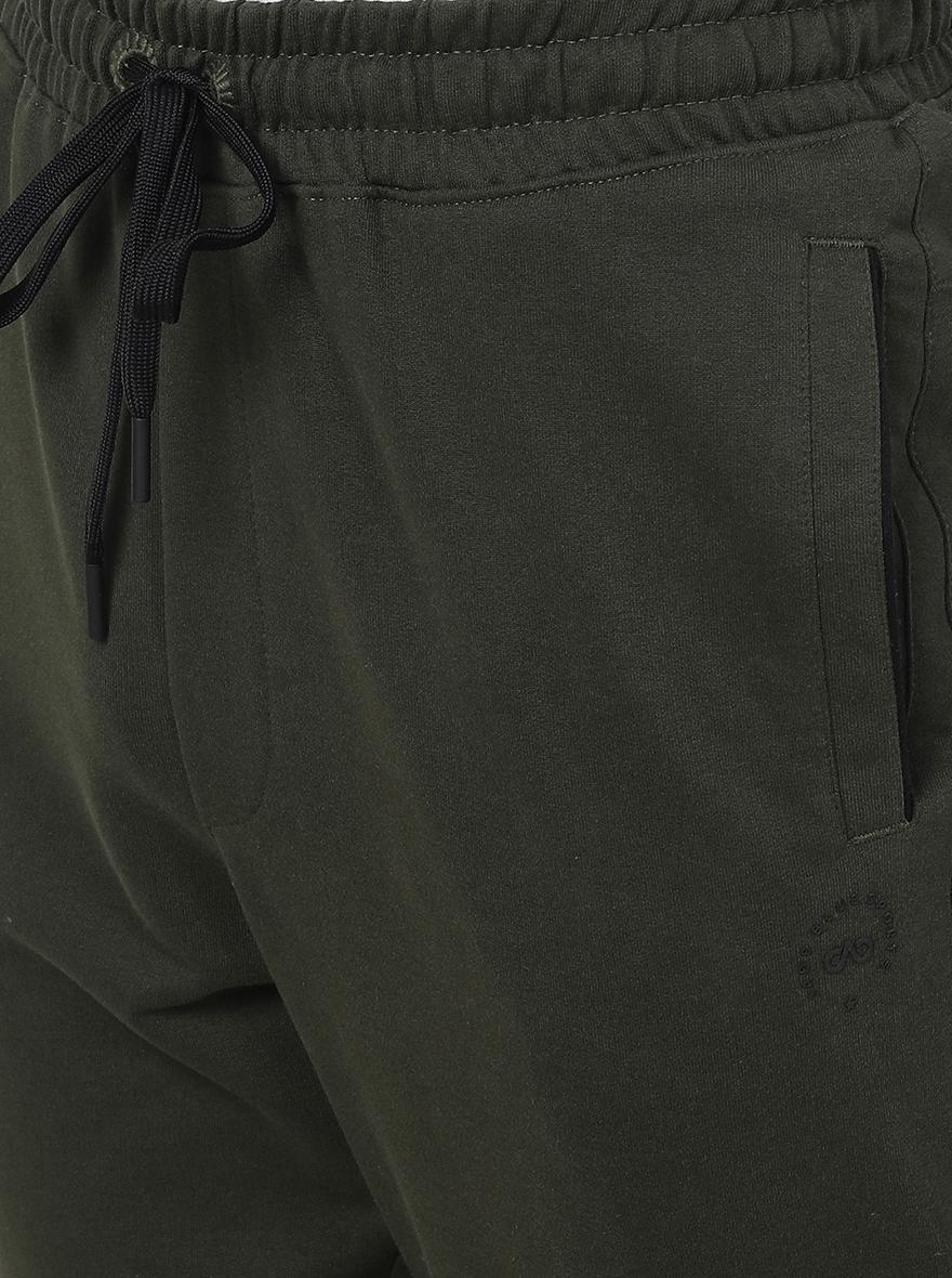 Olive Green Solid Regular Fit Track Pant | JadeBlue