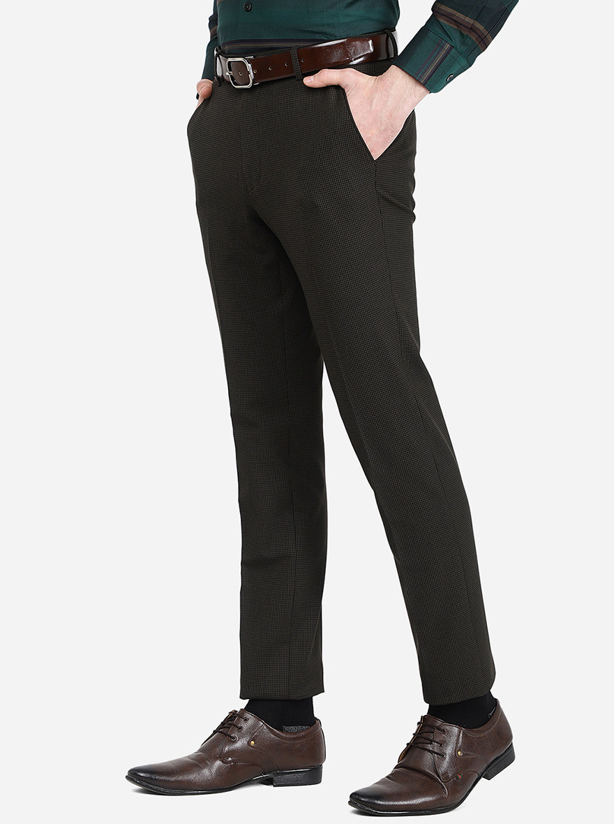 Olive Solid Super Slim Fit Formal Trouser | JB Studio