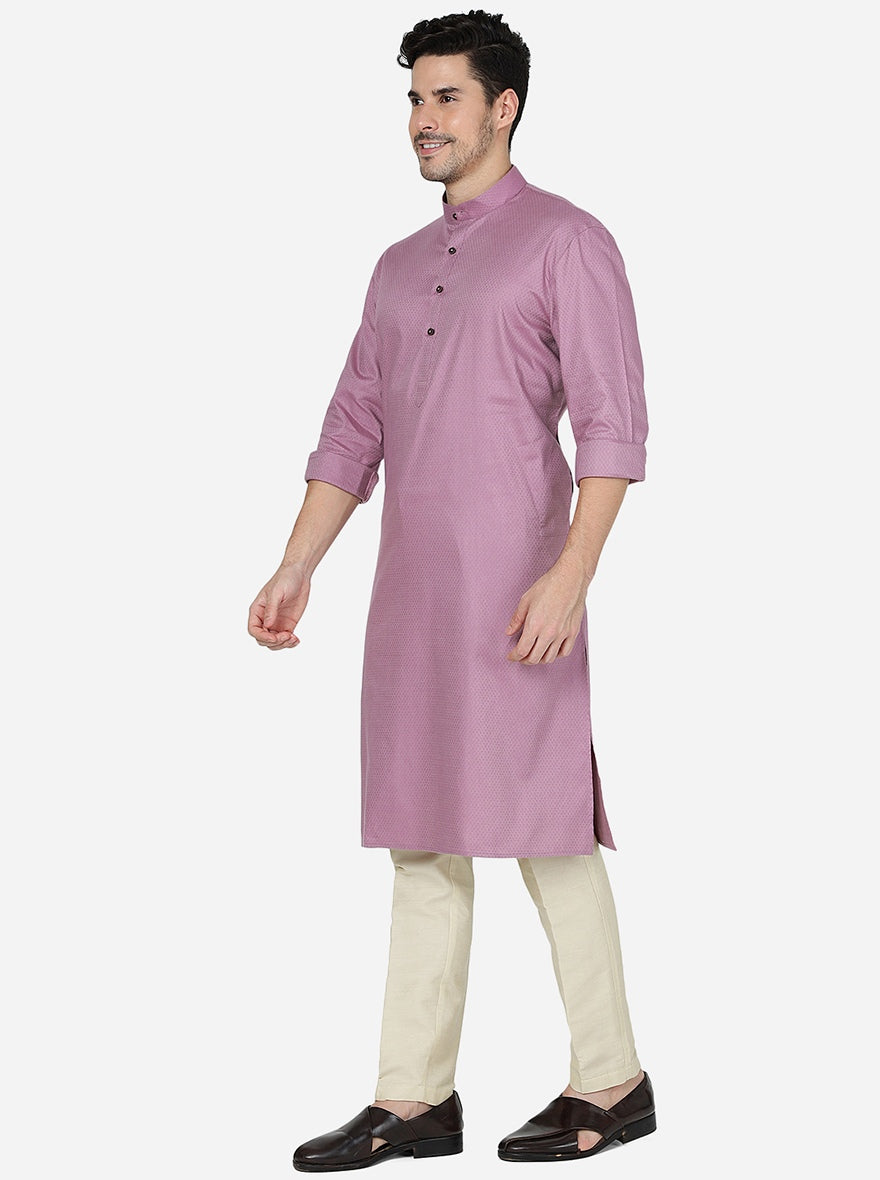 Flemingo Pink Solid Regular Fit Modi Kurta | JadeBlue