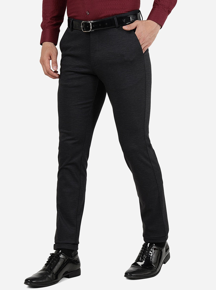 Black Solid Slim Fit Club Wear Trouser | JB Studio