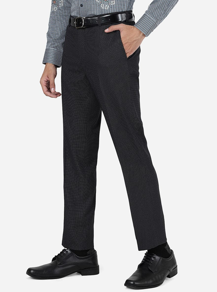 Black Solid Slim Fit Formal Trouser | JB Studio