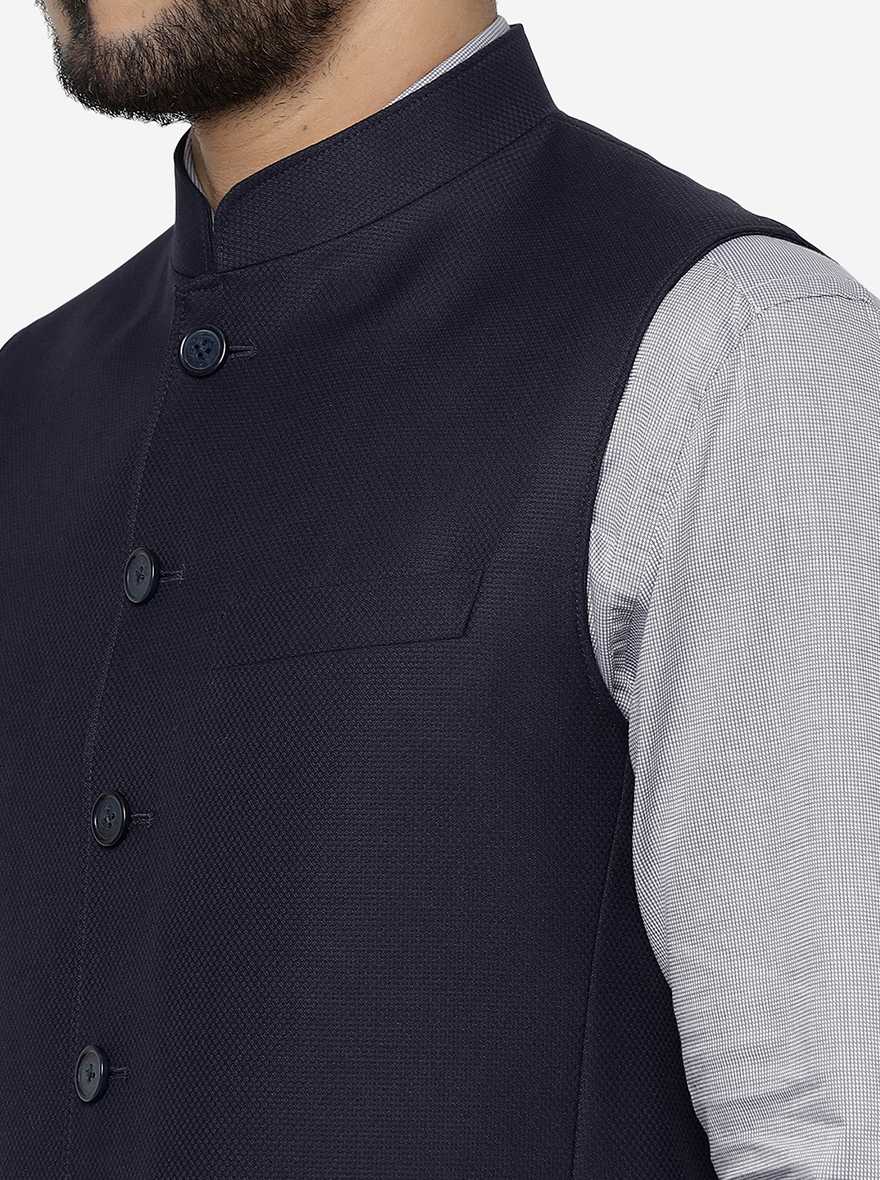 Violet Blue Solid Regular Fit Modi Jacket | JadeBlue