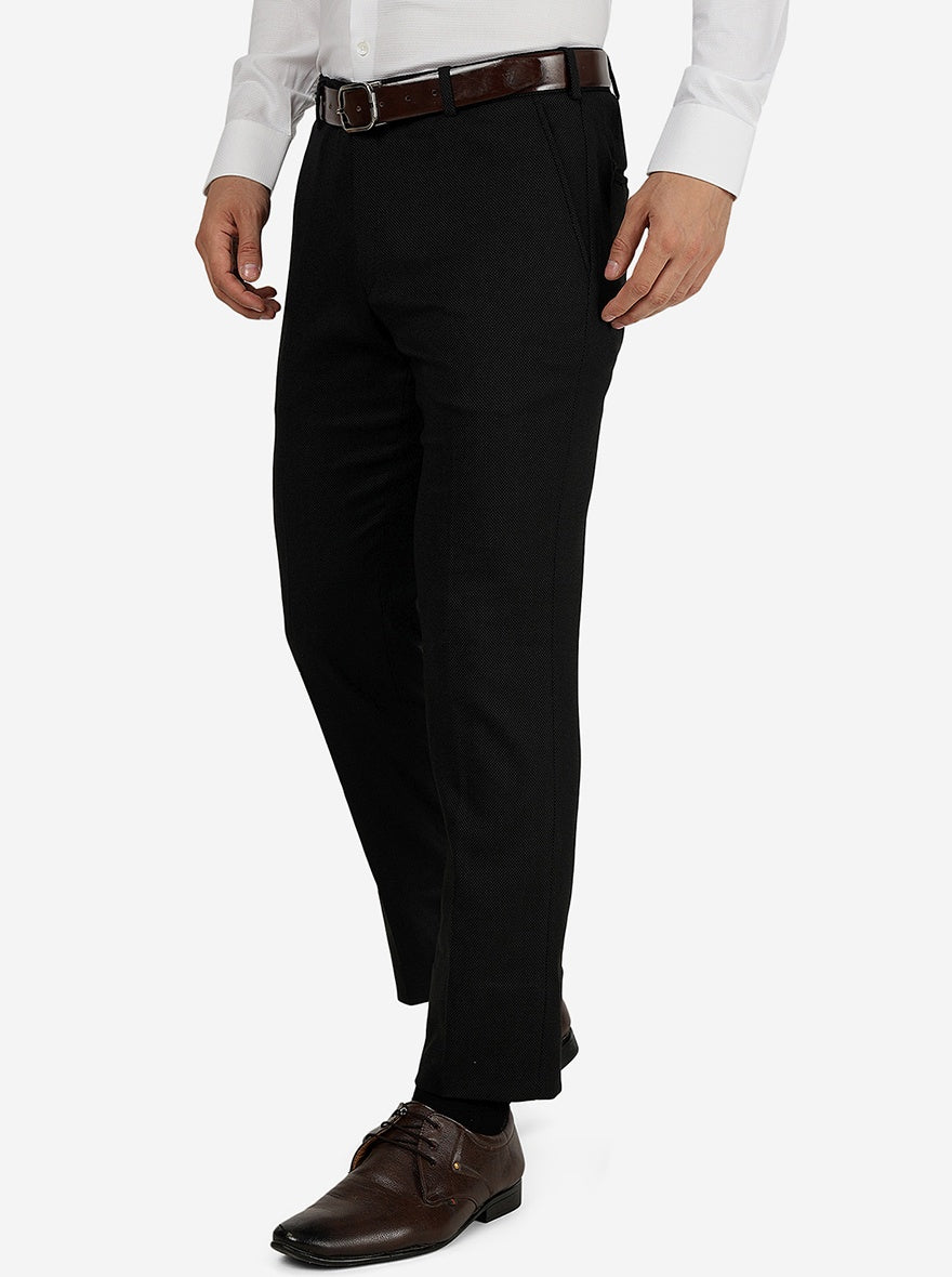 Black Solid Slim Fit Formal Trouser | JB Studio