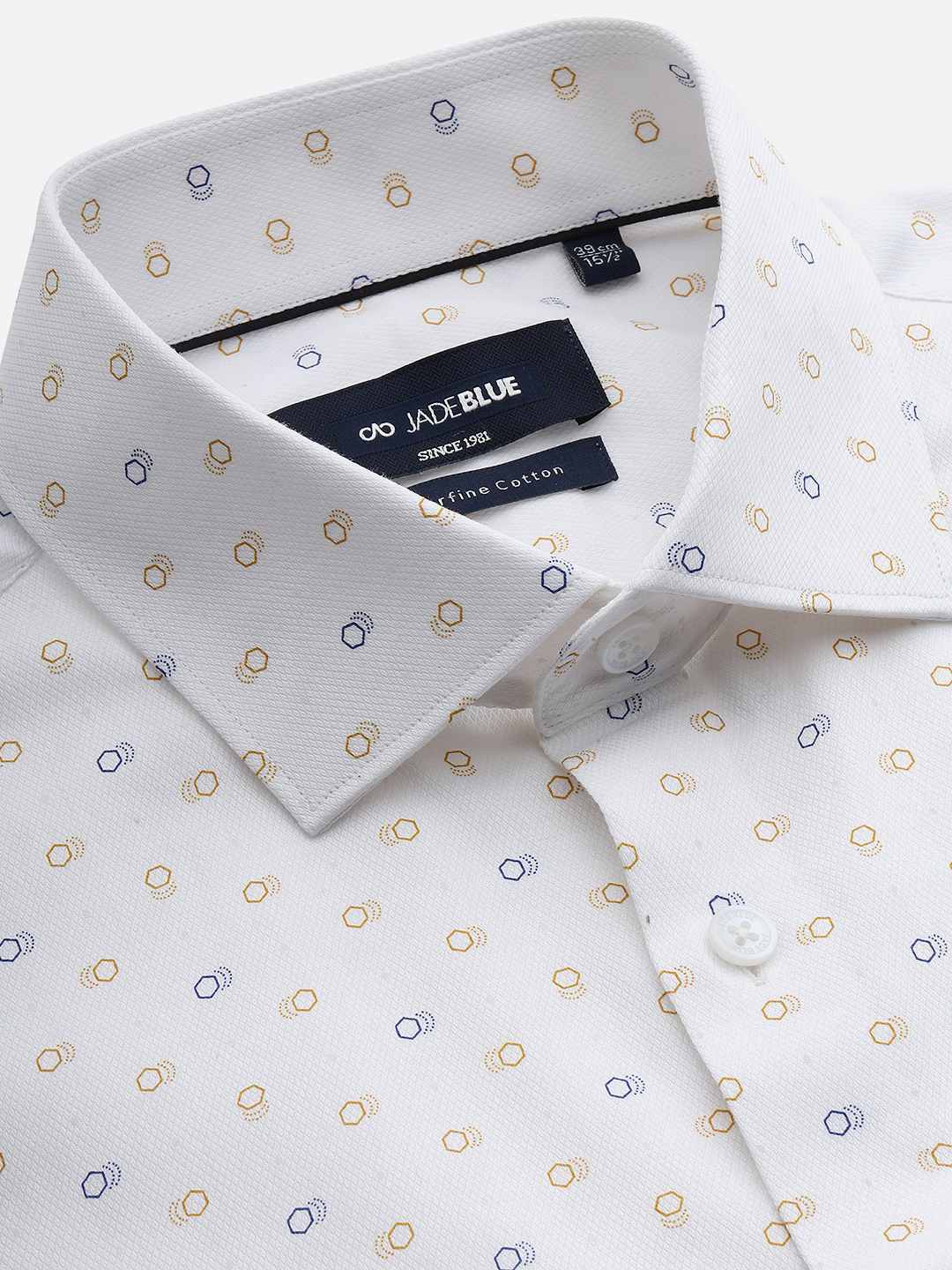 White Multi Printed Regular Fit Formal Shirt | JadeBlue