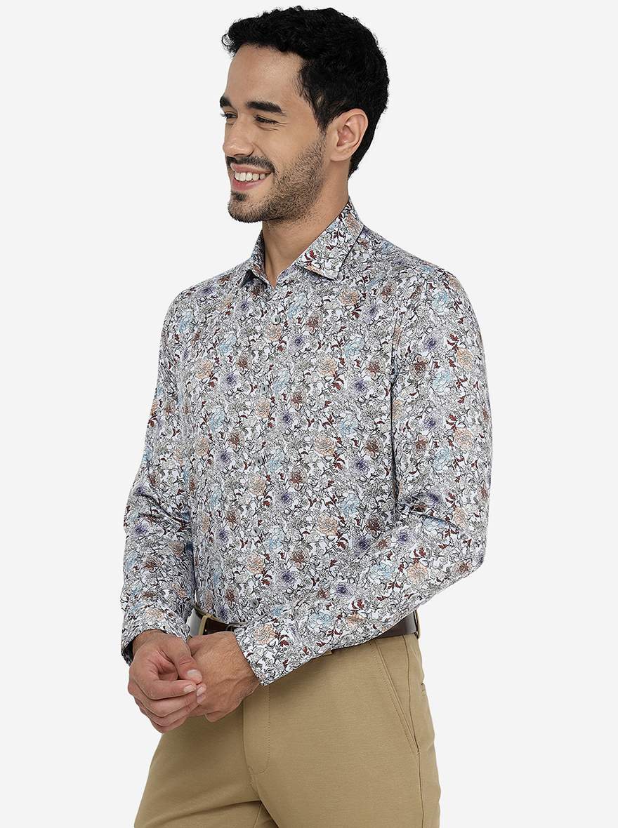 Multicolor Printed Slim Fit Party Wear Shirt | Wyre