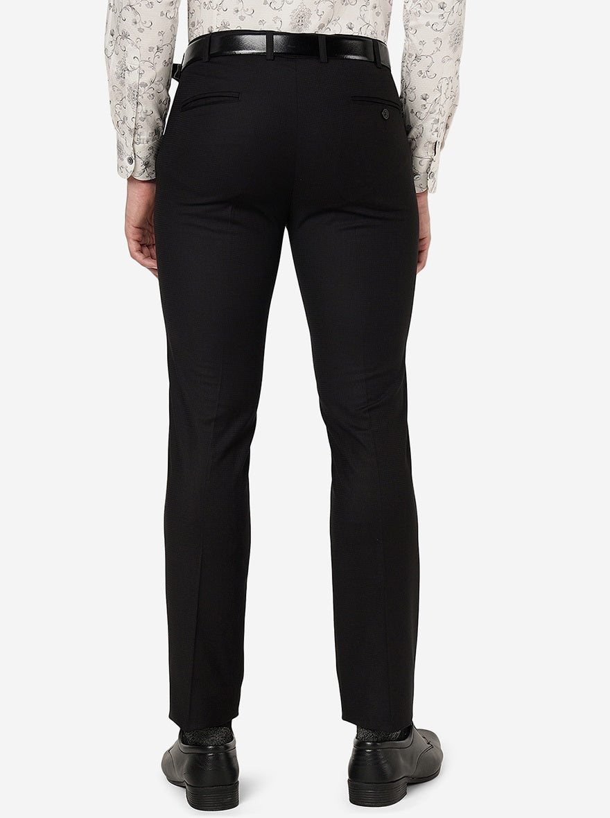 Black Solid Slim Fit Formal Trouser | Metal