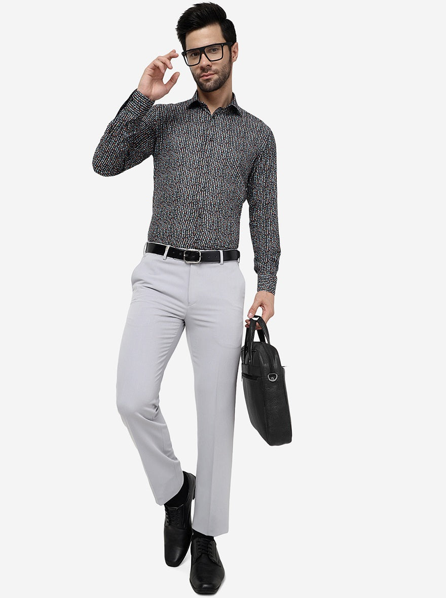 Light Grey Solid Slim Fit Formal Trouser | JB Studio
