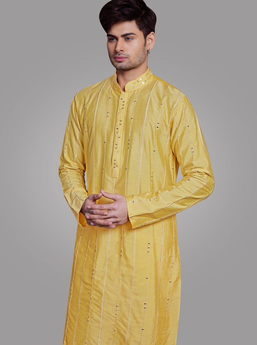 Yellow Kurta Pajama with Koti | TULA