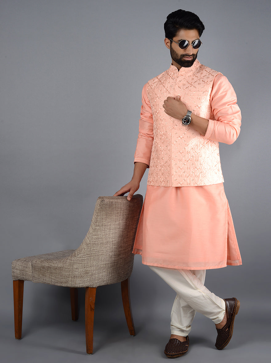 Pink Bandhgala Jacket | Azania