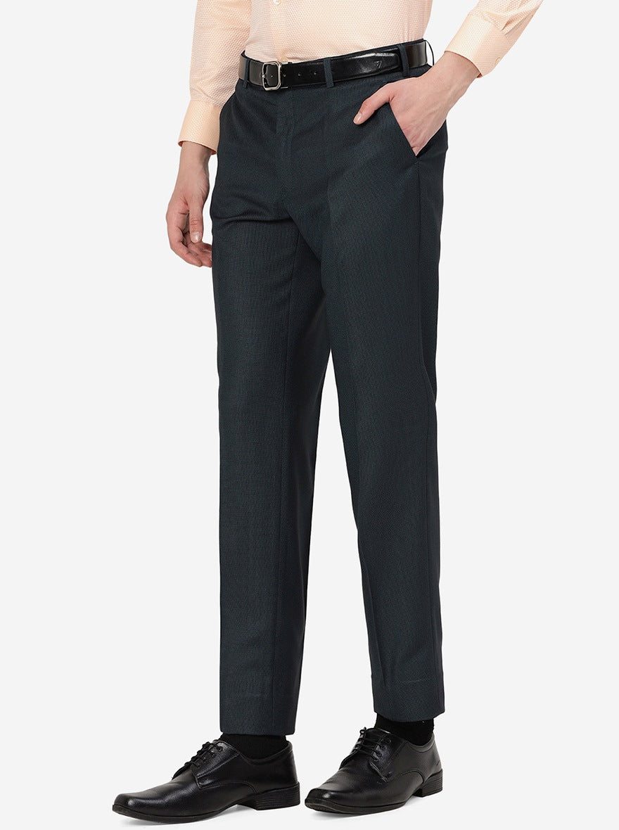 Green Solid Classic Fit Formal Trouser | JadeBlue