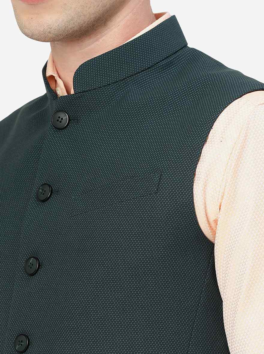 Green Solid Regular Fit Modi Jacket | JadeBlue