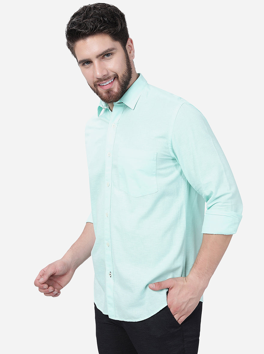 Green Solid Smart Fit Casual Shirt | Greenfibre