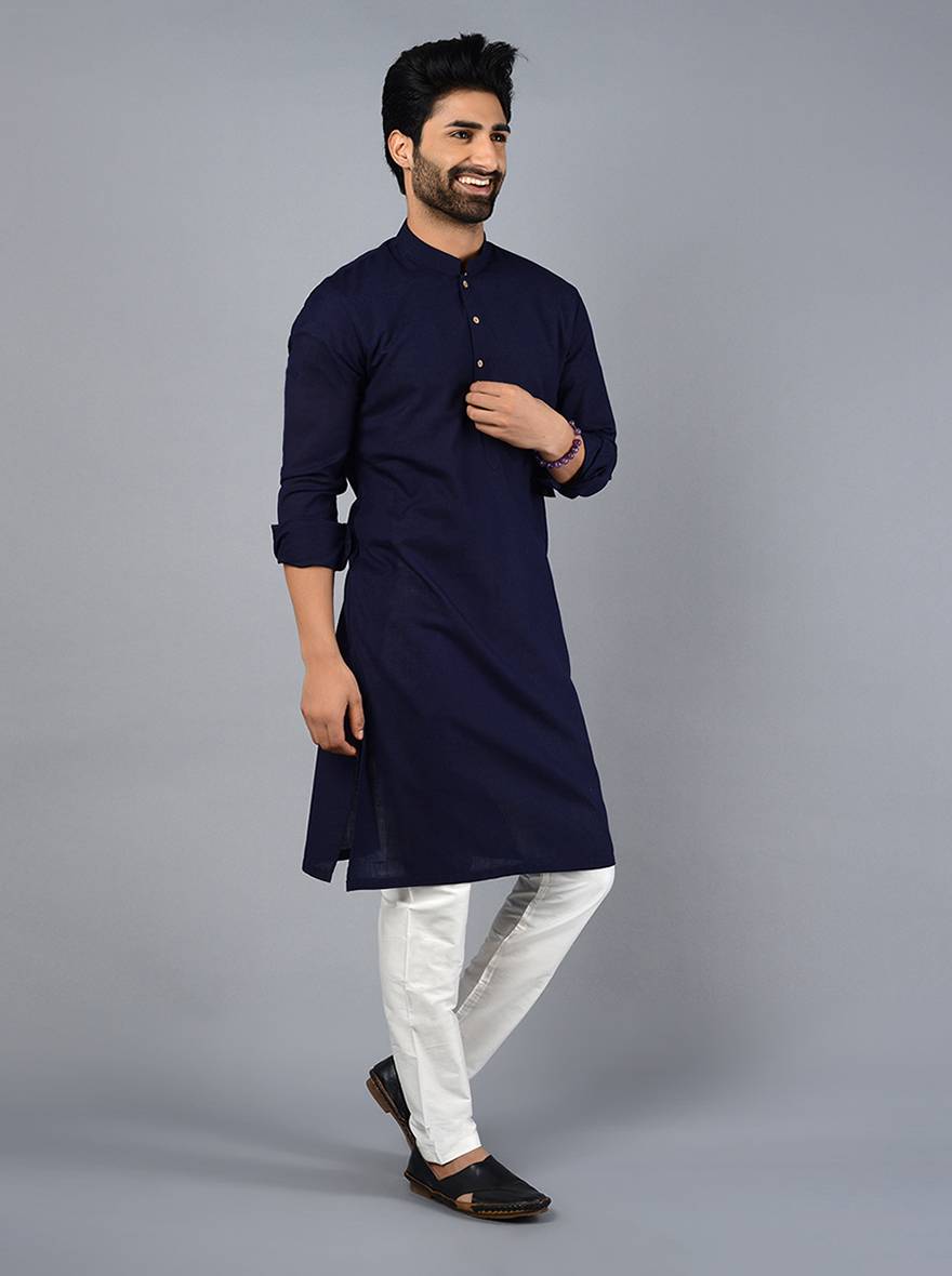 Midnight Blue Solid Regular Fit Kurta Set | JadeBlue
