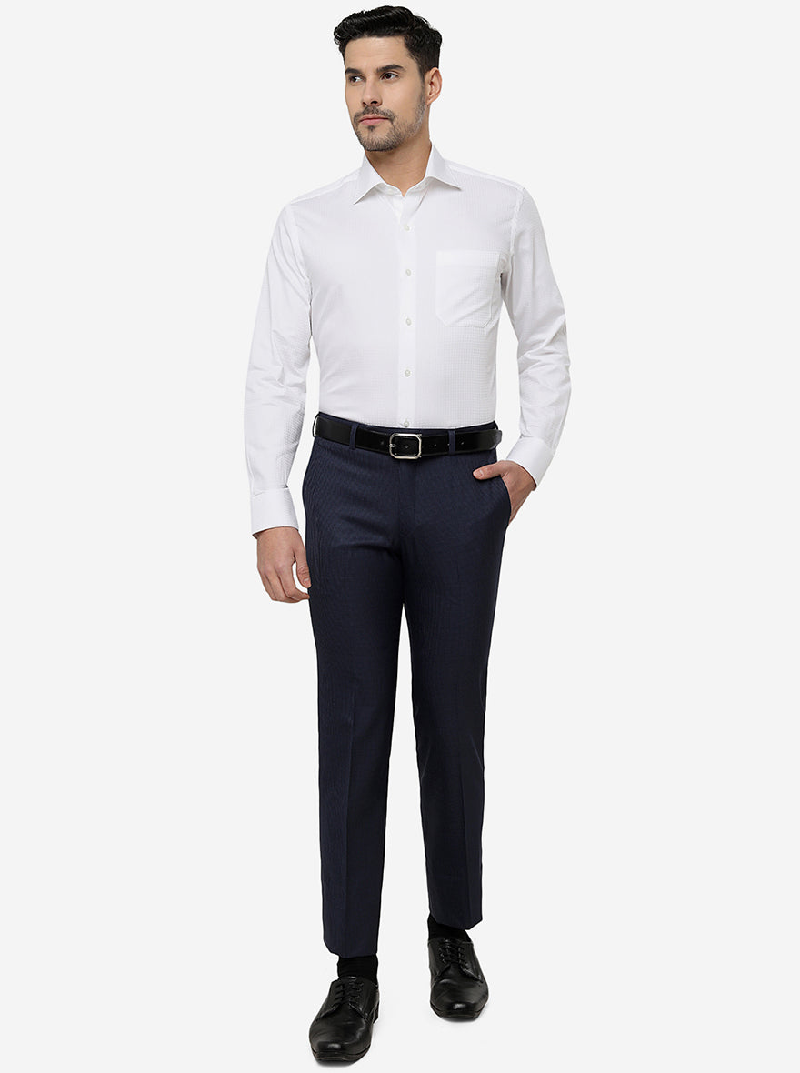 White Solid Slim Fit Formal Shirt | Metal
