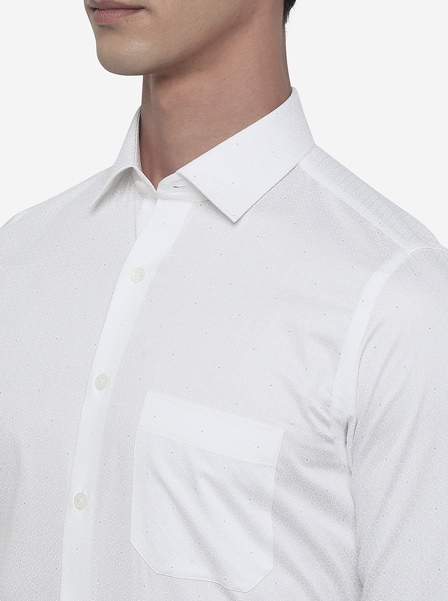White Dotted Slim Fit Formal Shirt | JadeBlue Youth