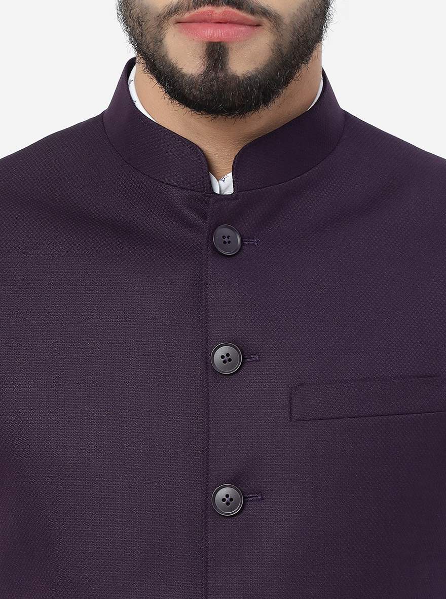 Purple Solid Regular Fit Modi Jacket | JadeBlue