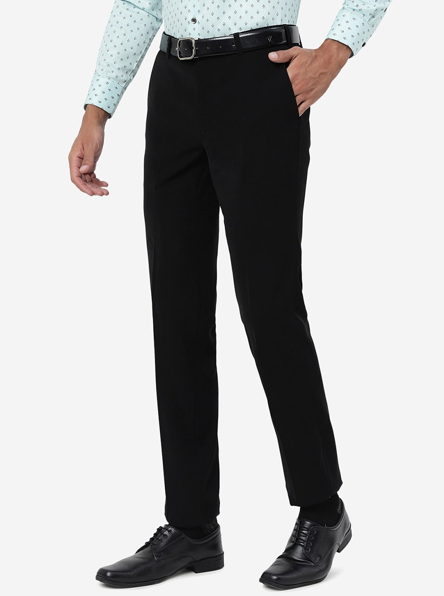 Black Solid Slim Fit Formal Trouser | JB Studio