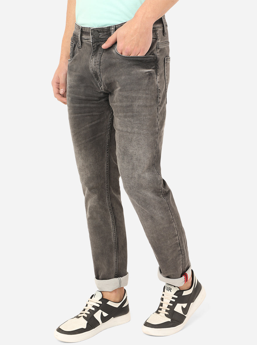 Light Grey Washed Slim Fit Jeans | JadeBlue