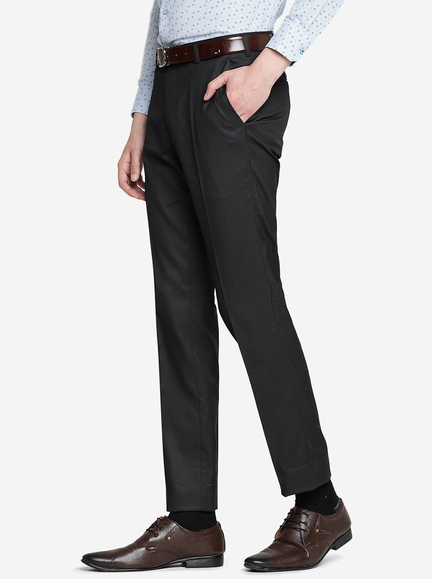 Black Solid Slim Fit Formal Trouser | JB Studio