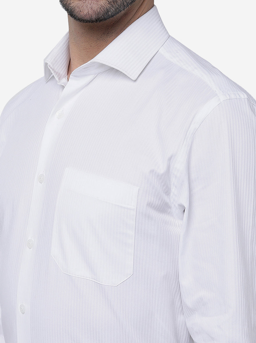 White Striped Regular Fit Formal Shirt | JadeBlue