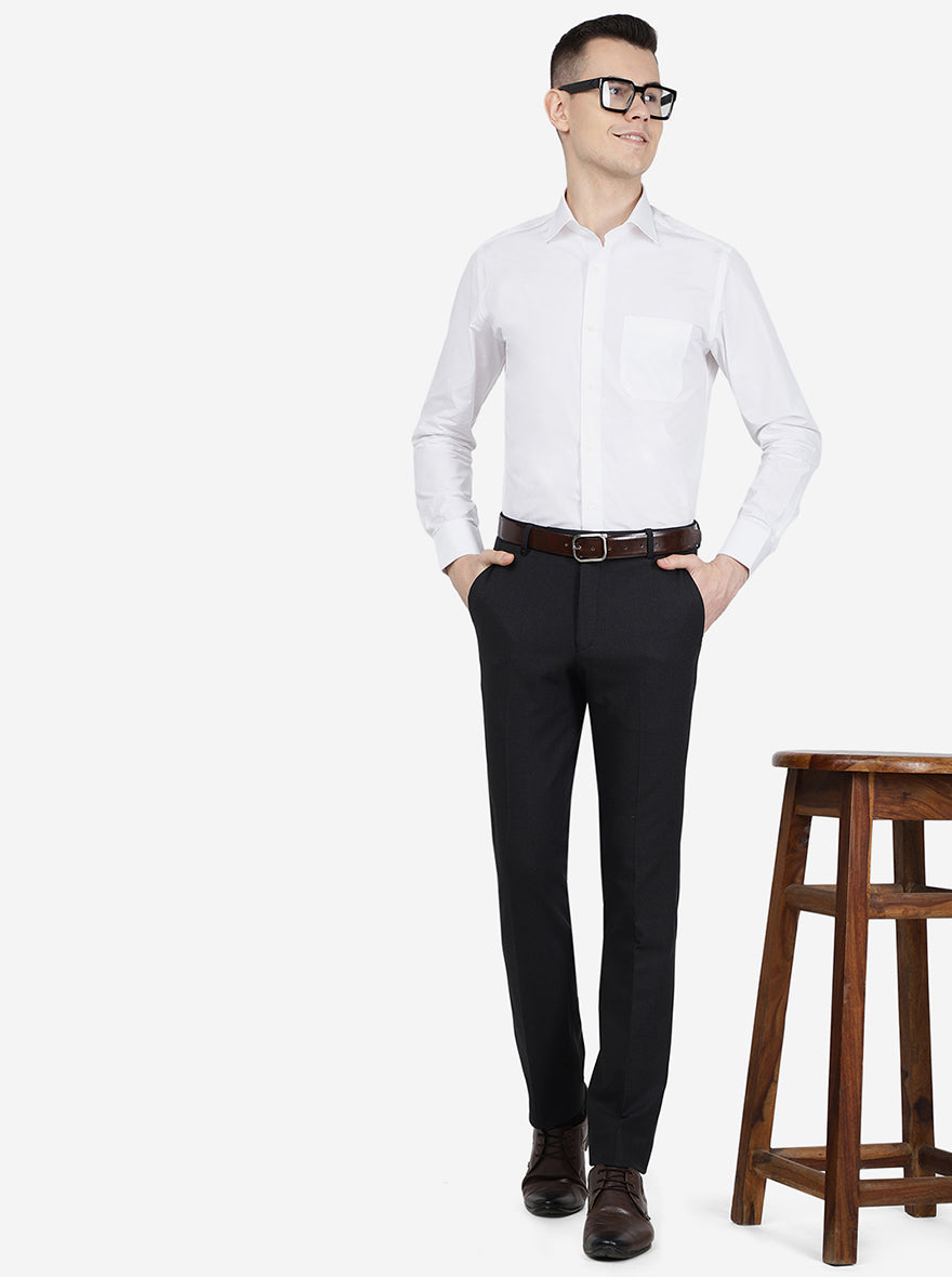 White Solid Slim Fit Formal Shirt | Metal