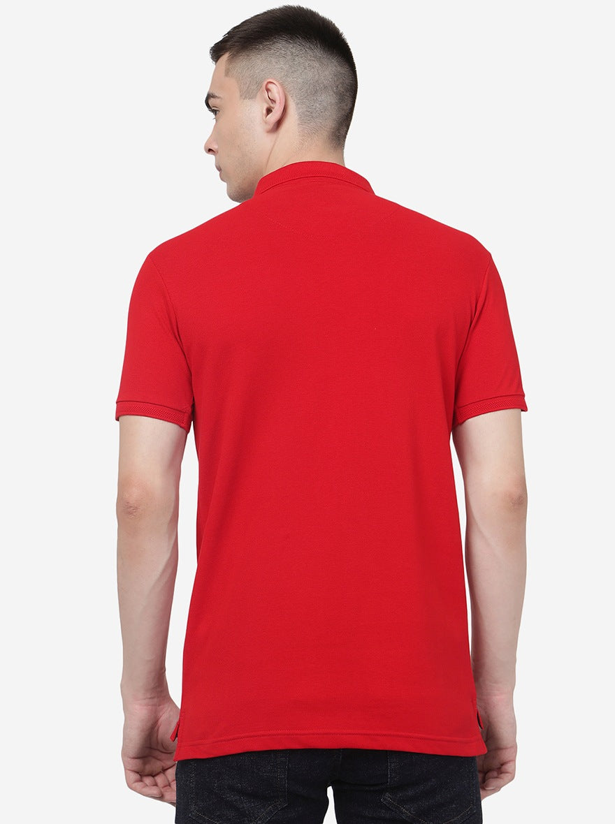 Red Solid Slim Fit Polo T-Shirt | JadeBlue