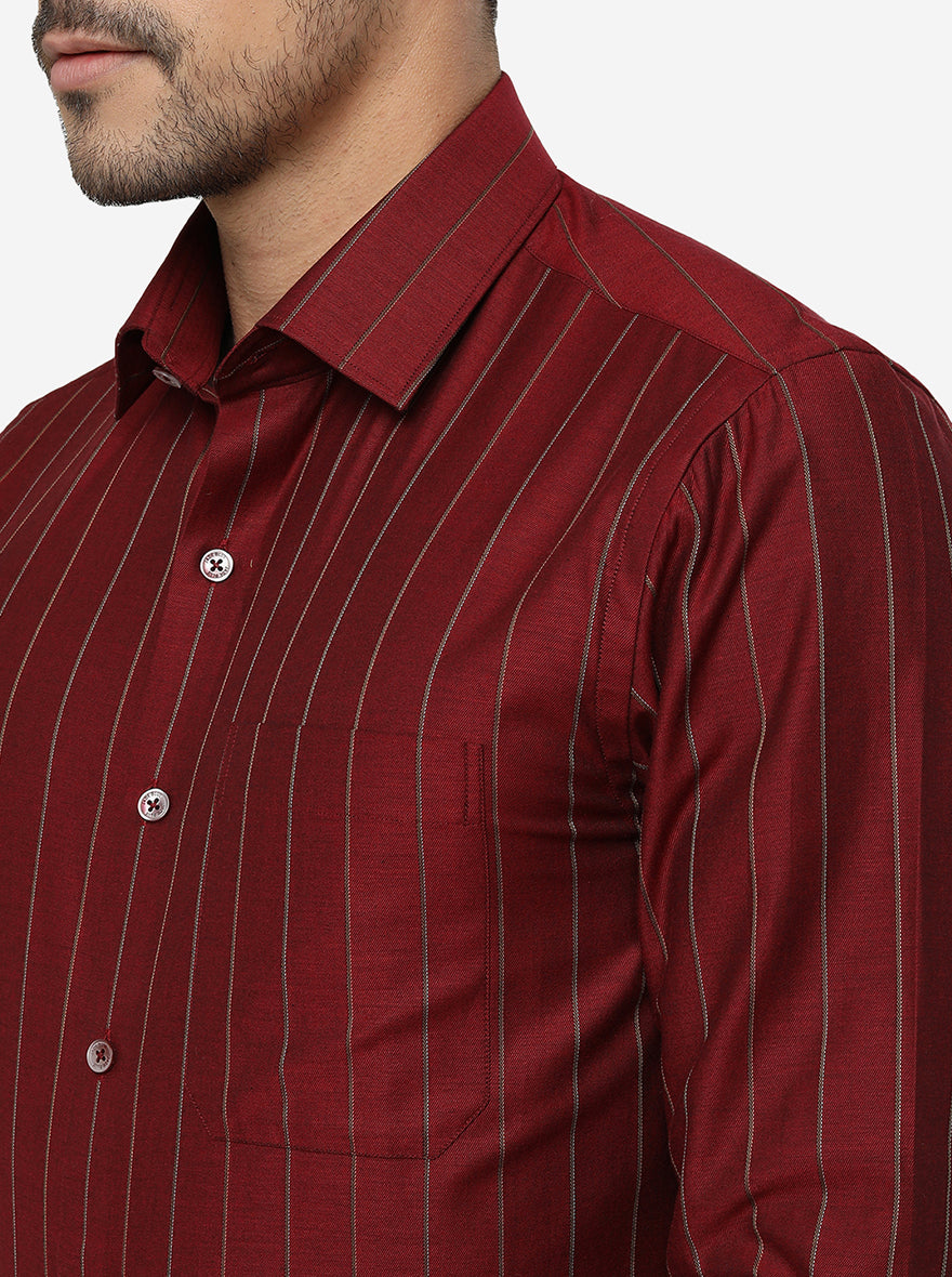 Red Striped Slim Fit Formal Shirt | JadeBlue Youth