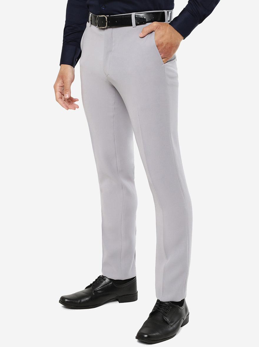Beige Solid Slim Fit Formal Trouser | JB Studio