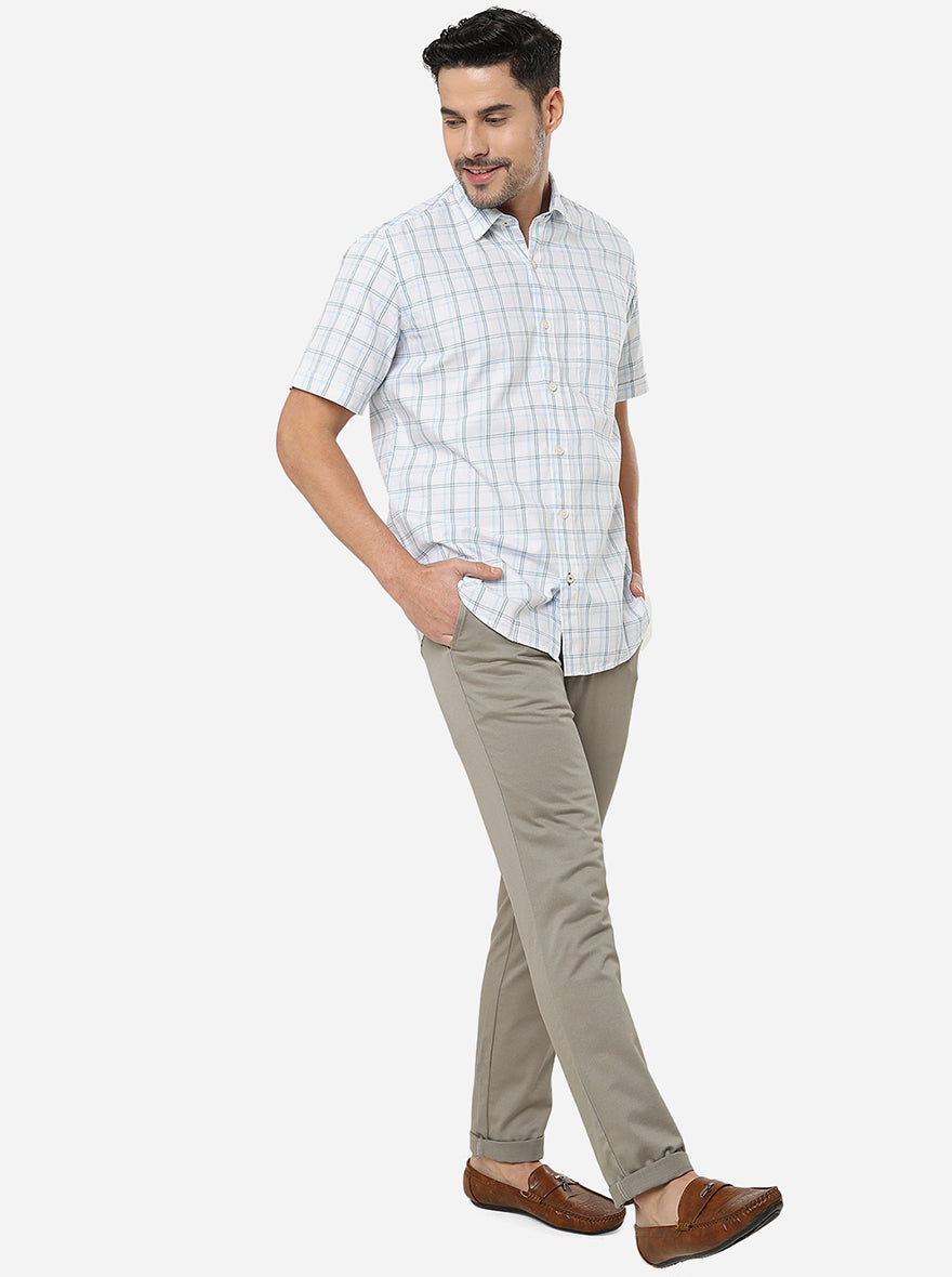 White Checked Slim Fit Casual Shirt | JadeBlue