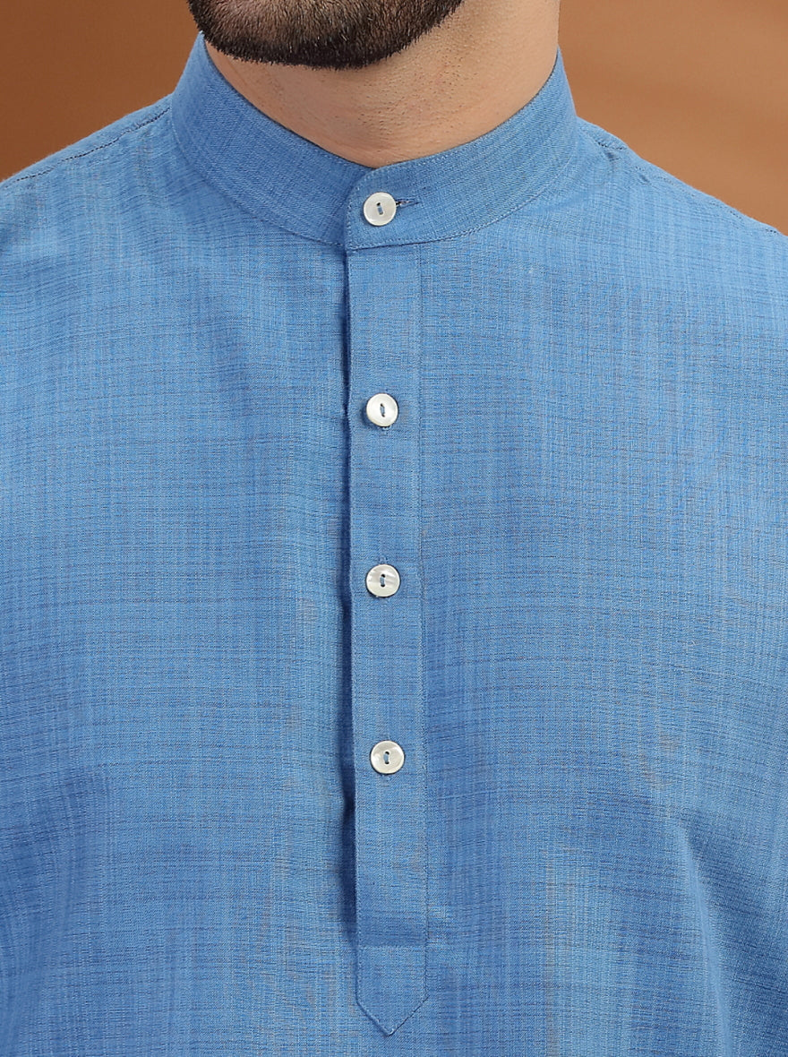 Blue Solid Modi Kurta | JadeBlue