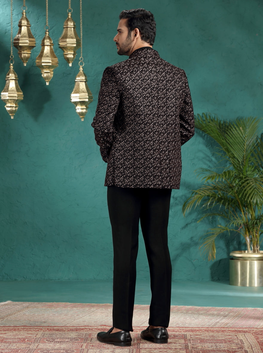 Black Embroidered Jodhpuri Suit | JadeBlue