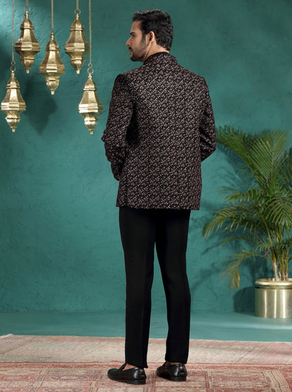 Black Embroidered Jodhpuri Suit | JadeBlue