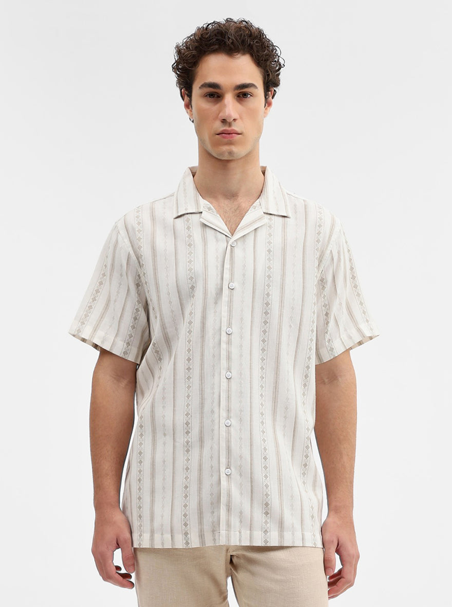 Brown & Beige Printed Slim Fit Casual Shirt | JadeBlue