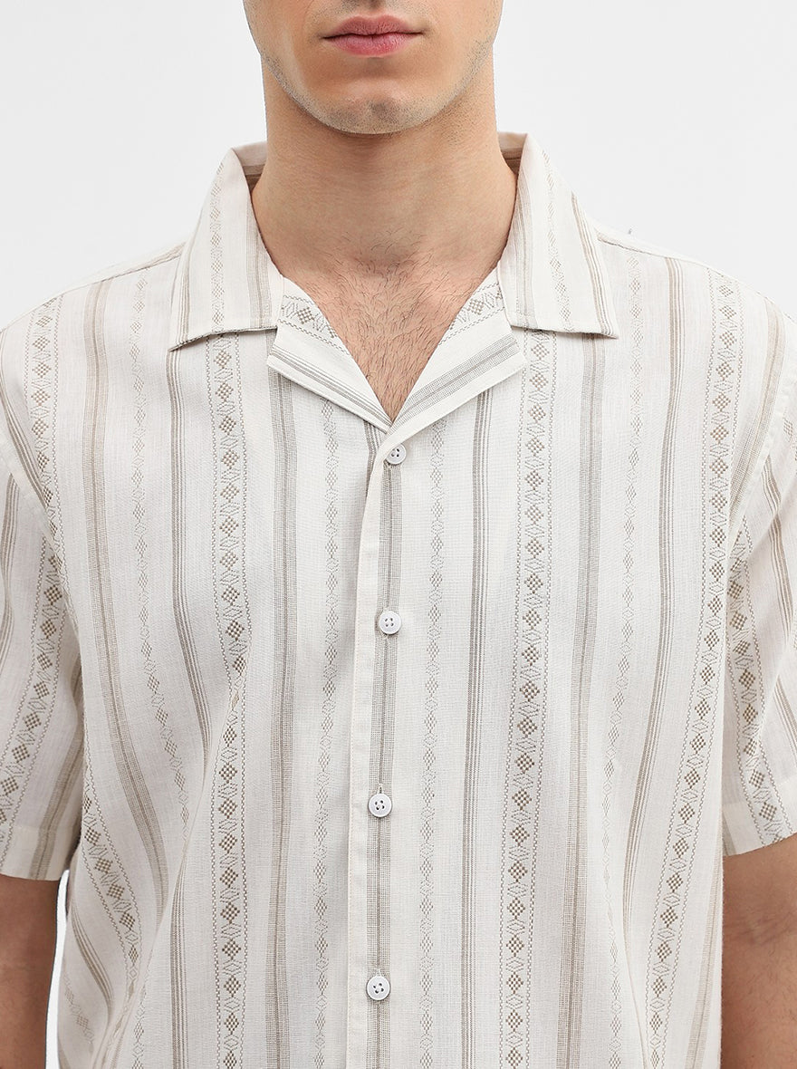 Brown & Beige Printed Slim Fit Casual Shirt | JadeBlue