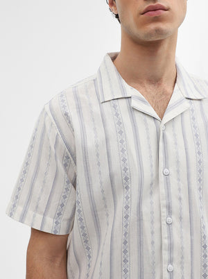 Blue & Beige Printed Slim Fit Casual Shirt | JadeBlue