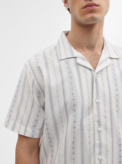 Blue & Beige Printed Slim Fit Casual Shirt | JadeBlue