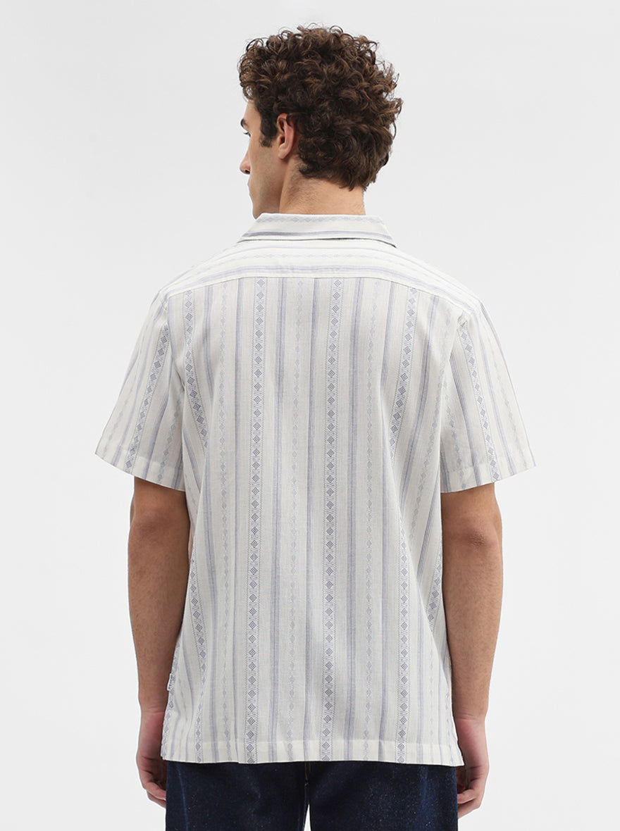 Blue & Beige Printed Slim Fit Casual Shirt | JadeBlue