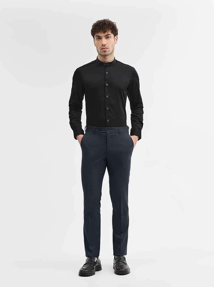 Dark Grey Solid Slim Fit Formal Trouser | JadeBlue Super Luxe