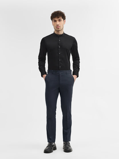 Dark Grey Solid Slim Fit Formal Trouser | JadeBlue Super Luxe