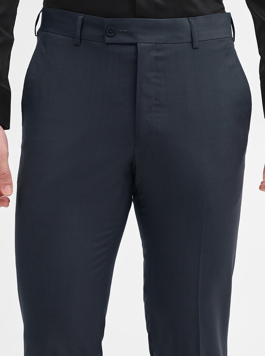 Dark Grey Solid Slim Fit Formal Trouser | JadeBlue Super Luxe