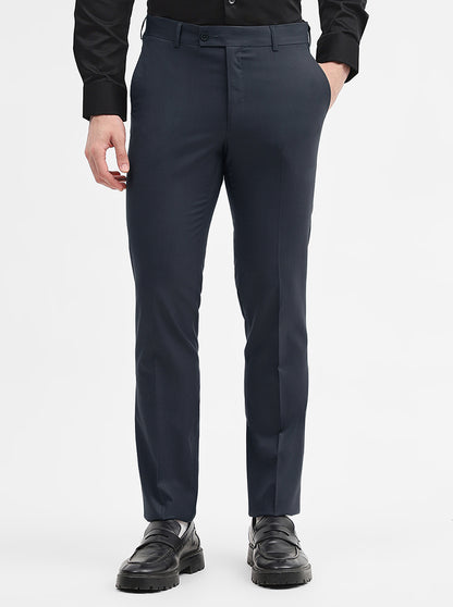 Dark Grey Solid Slim Fit Formal Trouser | JadeBlue Super Luxe