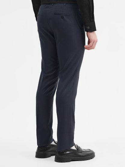 Dark Grey Solid Slim Fit Formal Trouser | JadeBlue Super Luxe