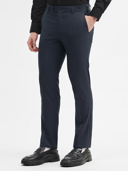 Dark Grey Solid Slim Fit Formal Trouser | JadeBlue Super Luxe