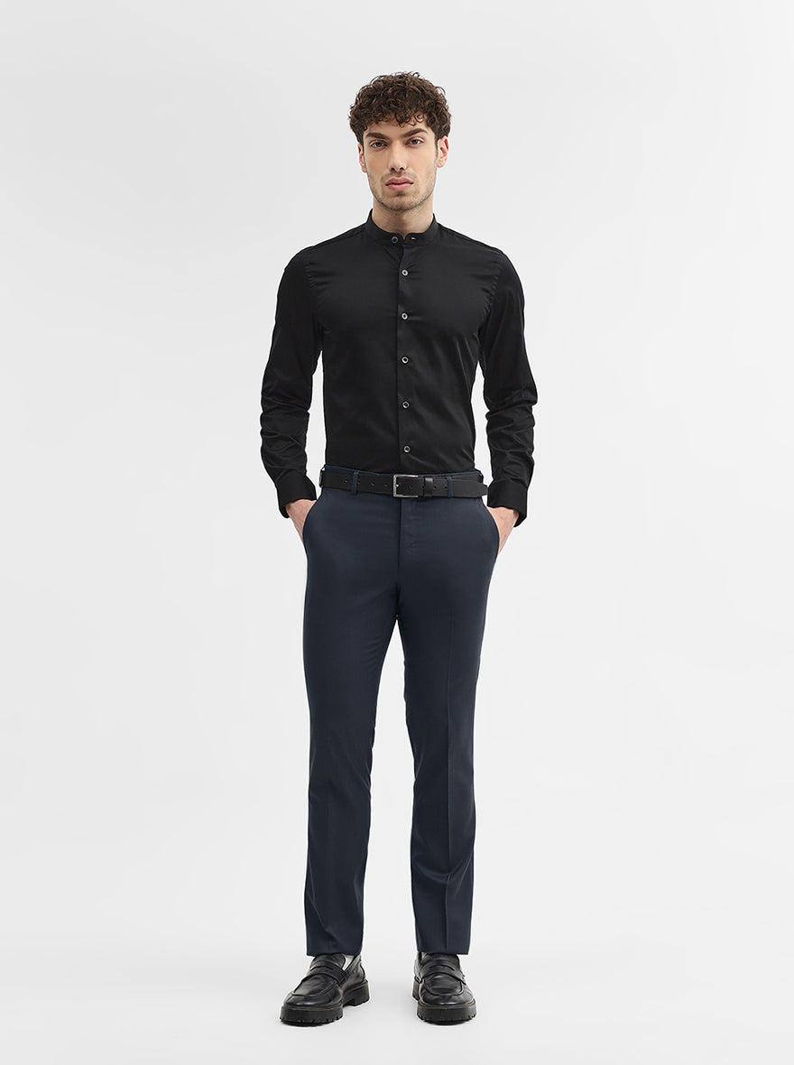 Dark Grey Solid Slim Fit Formal Trouser | JadeBlue Super Luxe