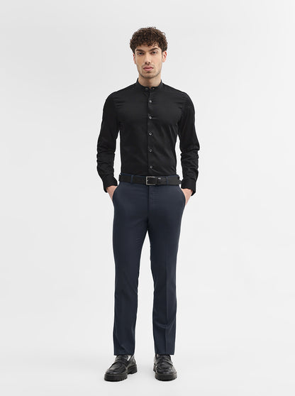 Dark Grey Solid Slim Fit Formal Trouser | JadeBlue Super Luxe