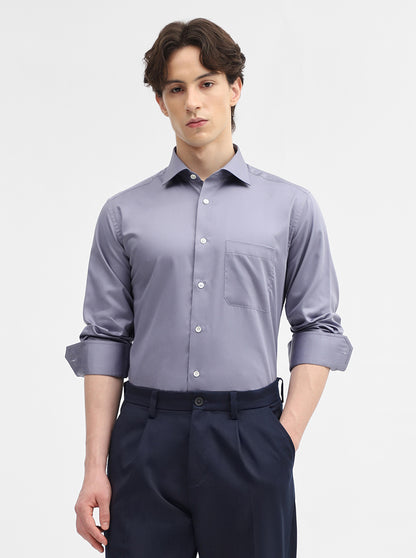 Dark Blue Solid Slim Fit Formal Shirt | JadeBlue Super Luxe