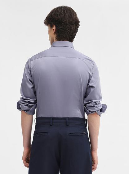 Dark Blue Solid Slim Fit Formal Shirt | JadeBlue Super Luxe