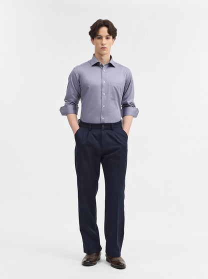 Dark Blue Solid Slim Fit Formal Shirt | JadeBlue Super Luxe