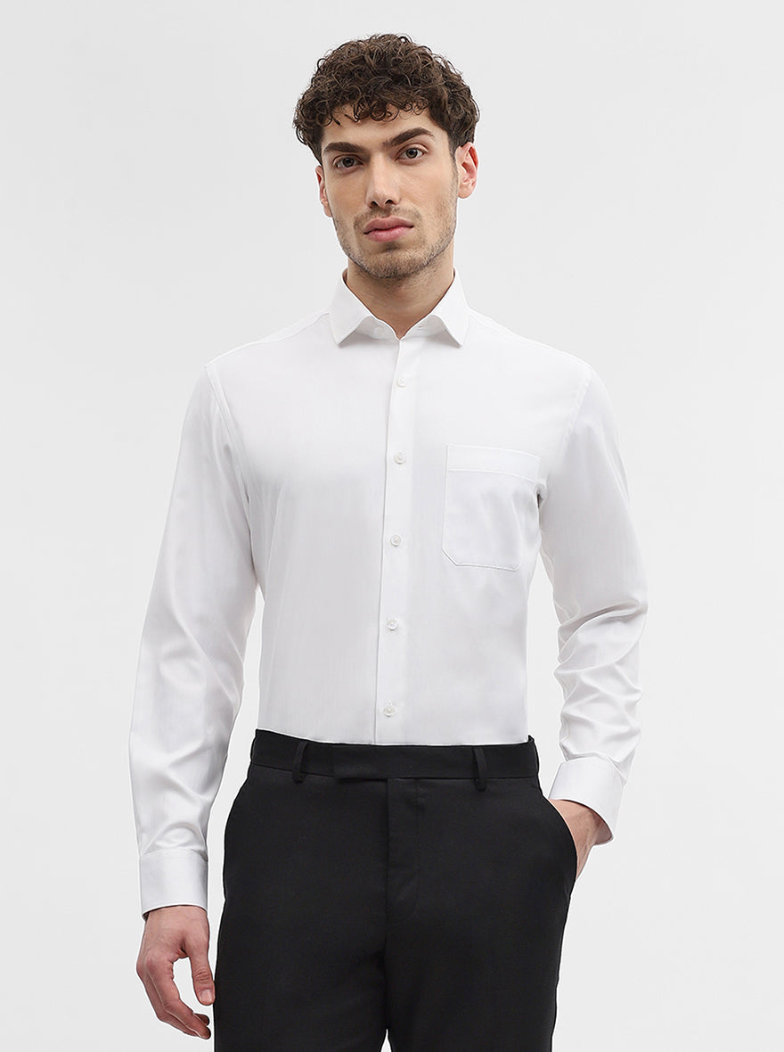 White Solid Slim Fit Formal Shirt | Greenfibre