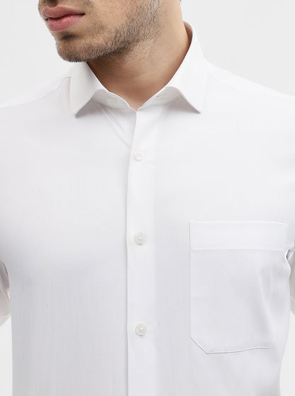 White Solid Slim Fit Formal Shirt | Greenfibre